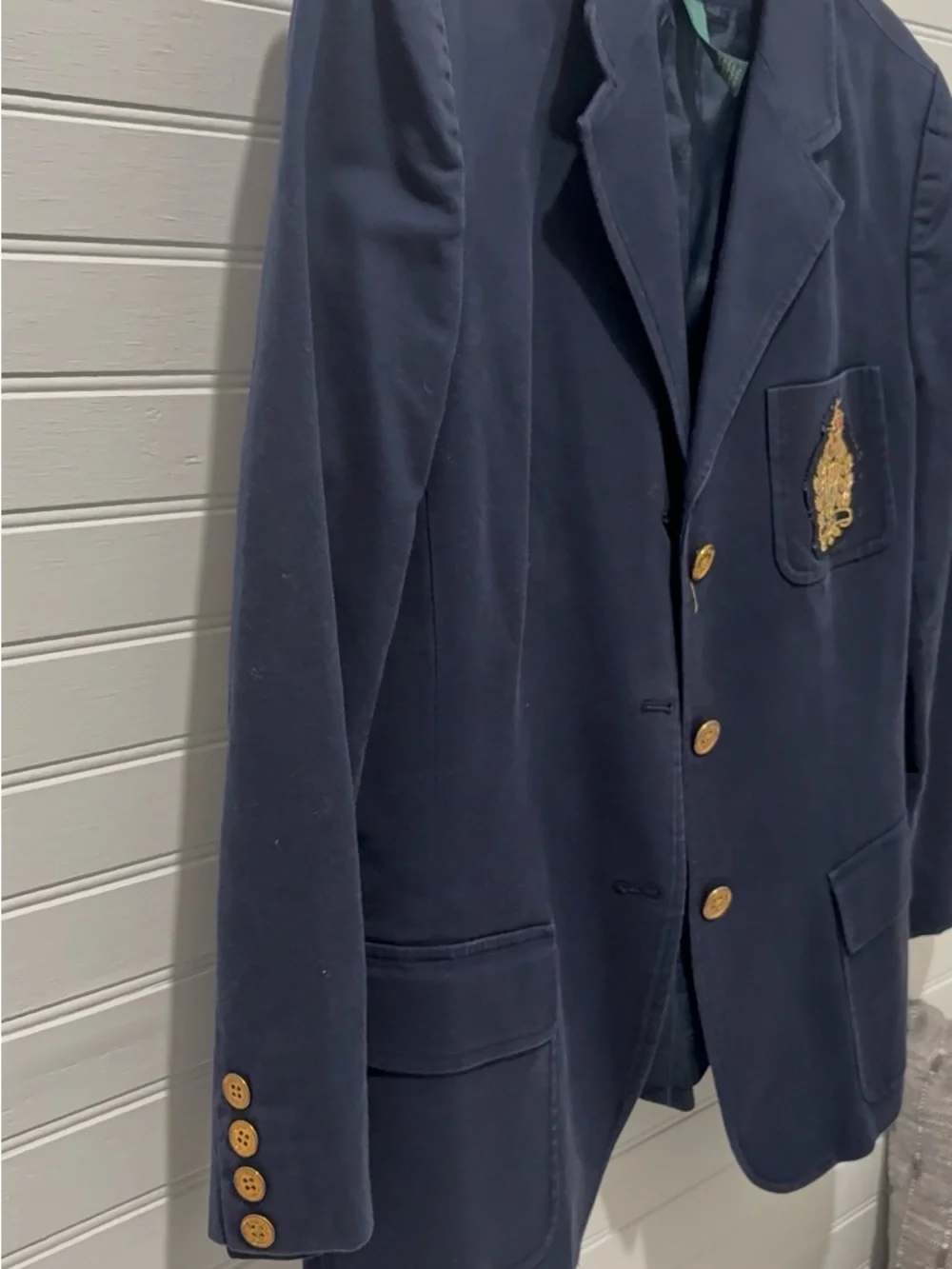 Ralph Lauren Navy Blazer with Embroidered Crest - Picture 7 of 7
